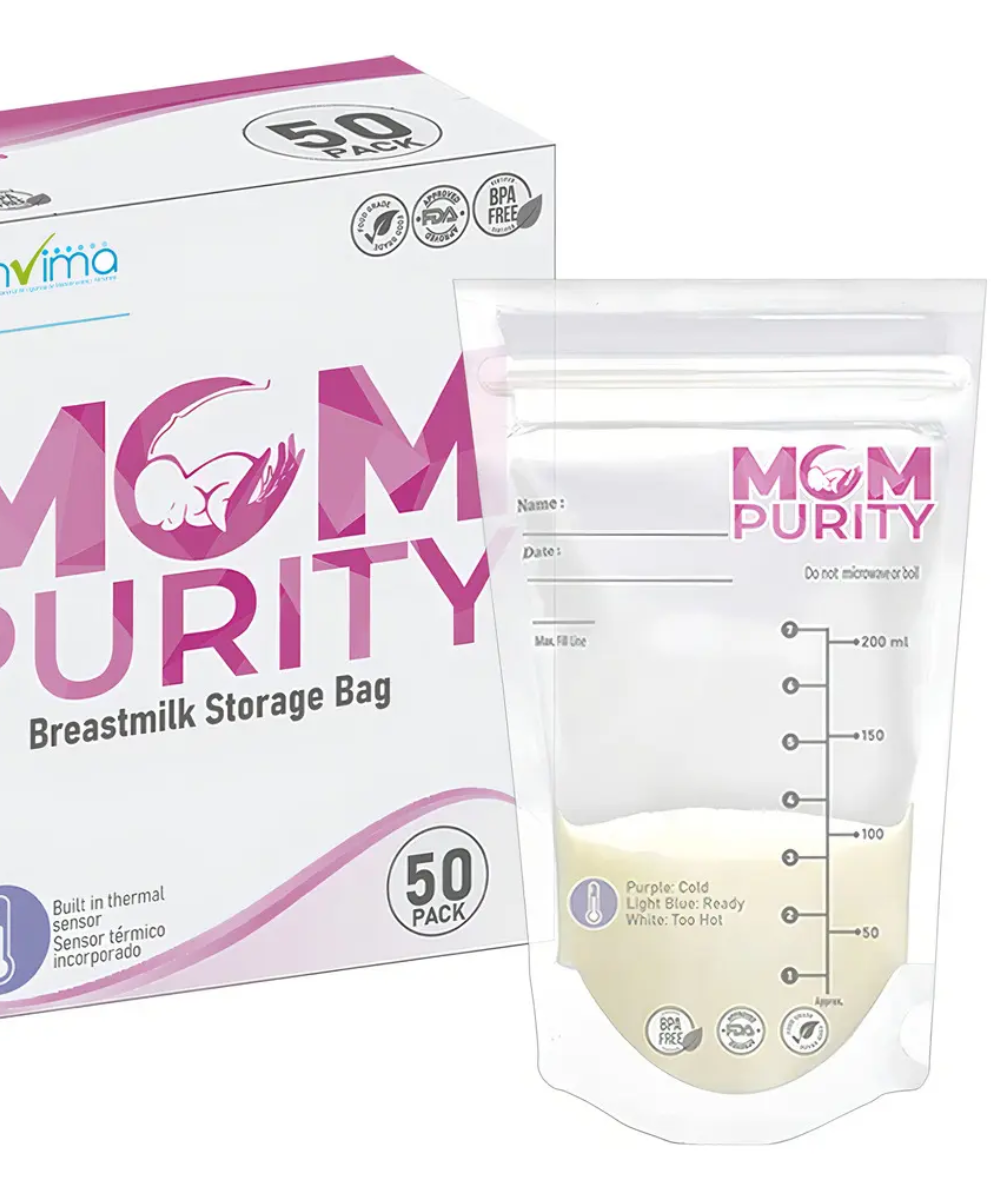 Bolsas Almacenamiento Leche Materna Mom Purity 200 mL 50 Unidades